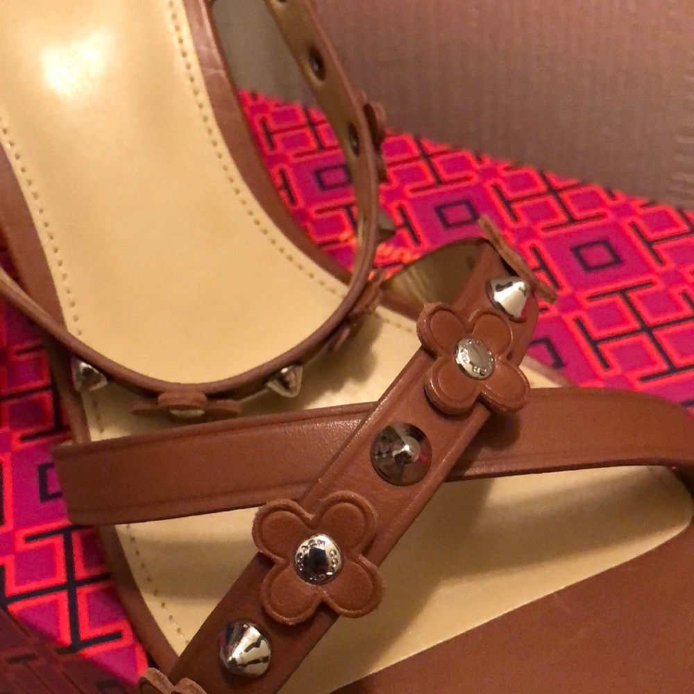 New coach wedges shoes 9.5 leather sandals brown - Picture 3 of 4